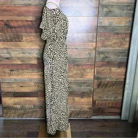 MICHAEL KORS Cheetah Flutter Sleeve Wide Leg Jumpsuit Small offices iren Mobwife - Picture 8 of 16